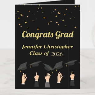 Custom Cute Elegant Black and Gold Graduation 2026 Card