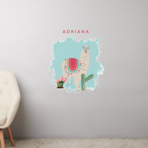 Custom Cute Fiesta Llama & Cactus Nursery Wall Decal