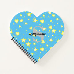 Custom Cute First Name Hearts and Stars Planner  Notebook