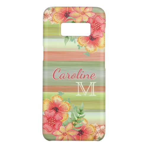 Custom Cute Floral Watercolor Fun Stripes Pattern Case_Mate Samsung Galaxy S8 Case