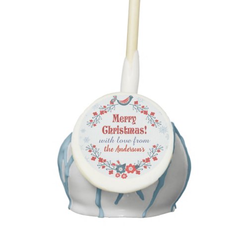 Custom Cute Folk Art Merry Christmas Wreath Cake Pops