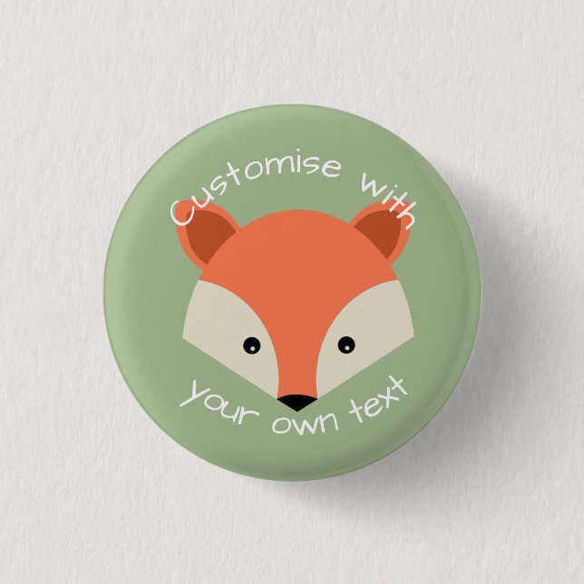 Custom Cute Fox Face Pinback Button (Front)