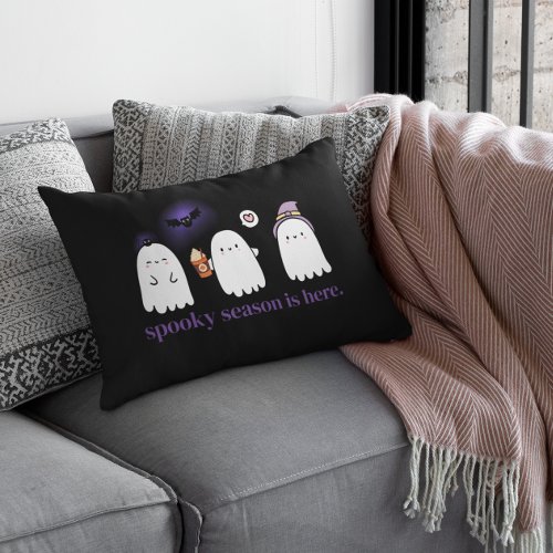 Custom Cute Friendly Ghosts Spooky Season Lumbar Pillow