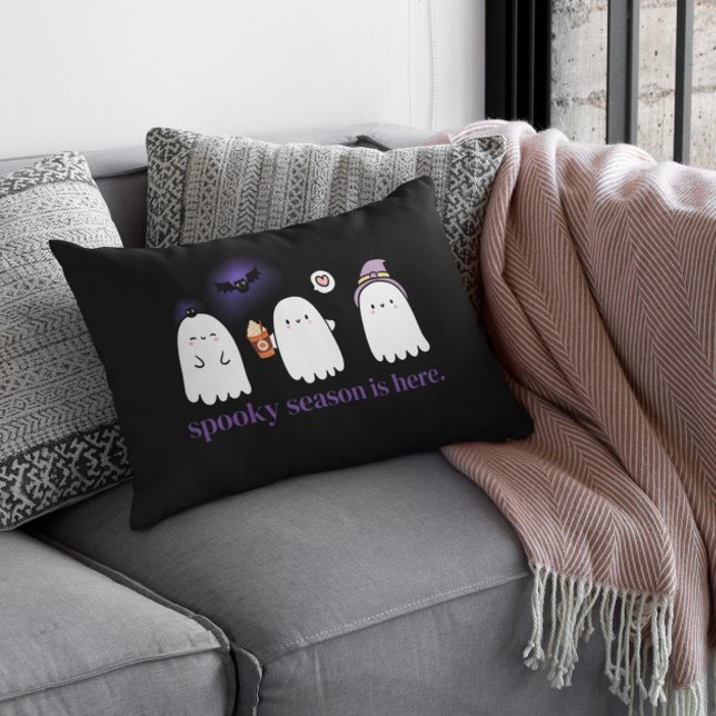 Custom Cute Friendly Ghosts Spooky Season Lumbar Pillow (Creator Uploaded)