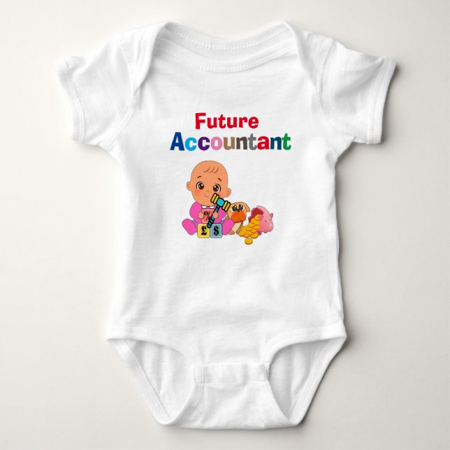 Custom Cute Funny Baby Future Accountant Baby Bodysuit (Front)