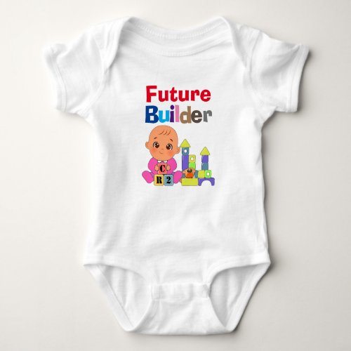Custom Cute Funny Baby Future Builder Architect Baby Bodysuit