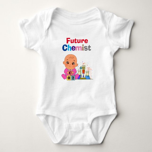 Custom Cute Funny Baby Future Chemist Genius Baby Bodysuit (Front)