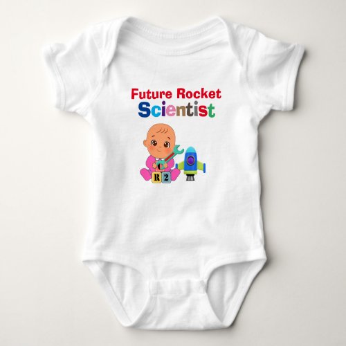 Custom Cute Funny Baby Future Rocket Scientist Baby Bodysuit