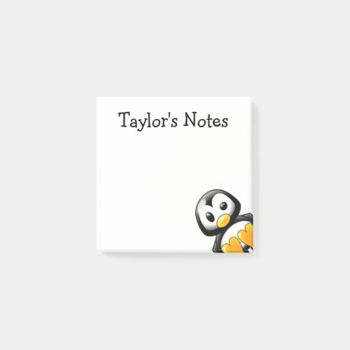 Custom Cute Funny Cartoon Penguin Post_it Notes