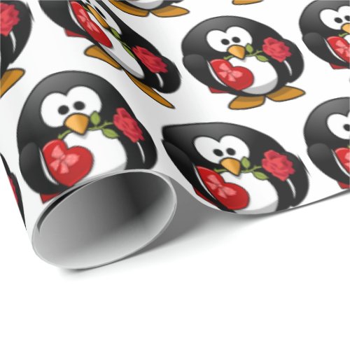 Custom Cute Funny Cartoon Penguin with Gifts Wrapping Paper