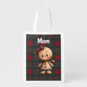 Custom cute gingerbread Christmas  Grocery Bag