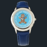 Custom Cute Gingerbread Man Watch<br><div class="desc">This adorable children's watch features a cute,  smiling gingerbread man that is decorated with icing squiggles on his arms and legs and red Christmas buttons on his belly. Personalize this kid's watch for a custom Christmas watch.</div>