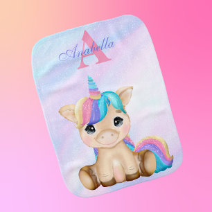 Custom Cute Girly Baby Unicorn Baby Burp Cloth