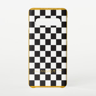 Custom Cute Gold Porlien Courtly Check Black Cell Samsung Galaxy S10 Case