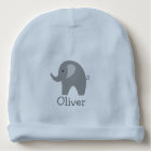 Custom cute gray elephant blue boy baby beanie hat
