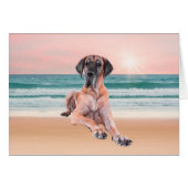 Custom Cute Great Dane Dog Sitting on Beach (Front Horizontal)