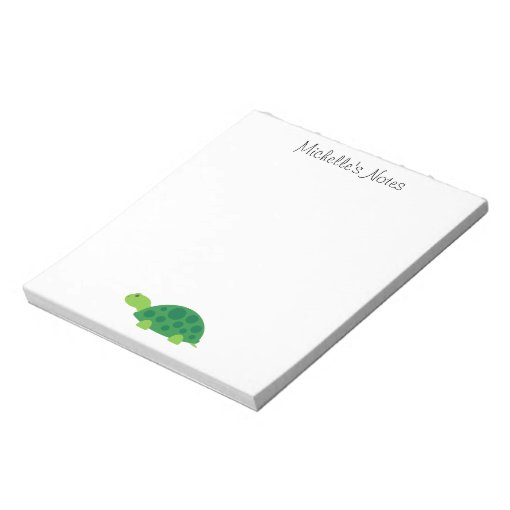 Custom cute green turtle animal design notepad | Zazzle
