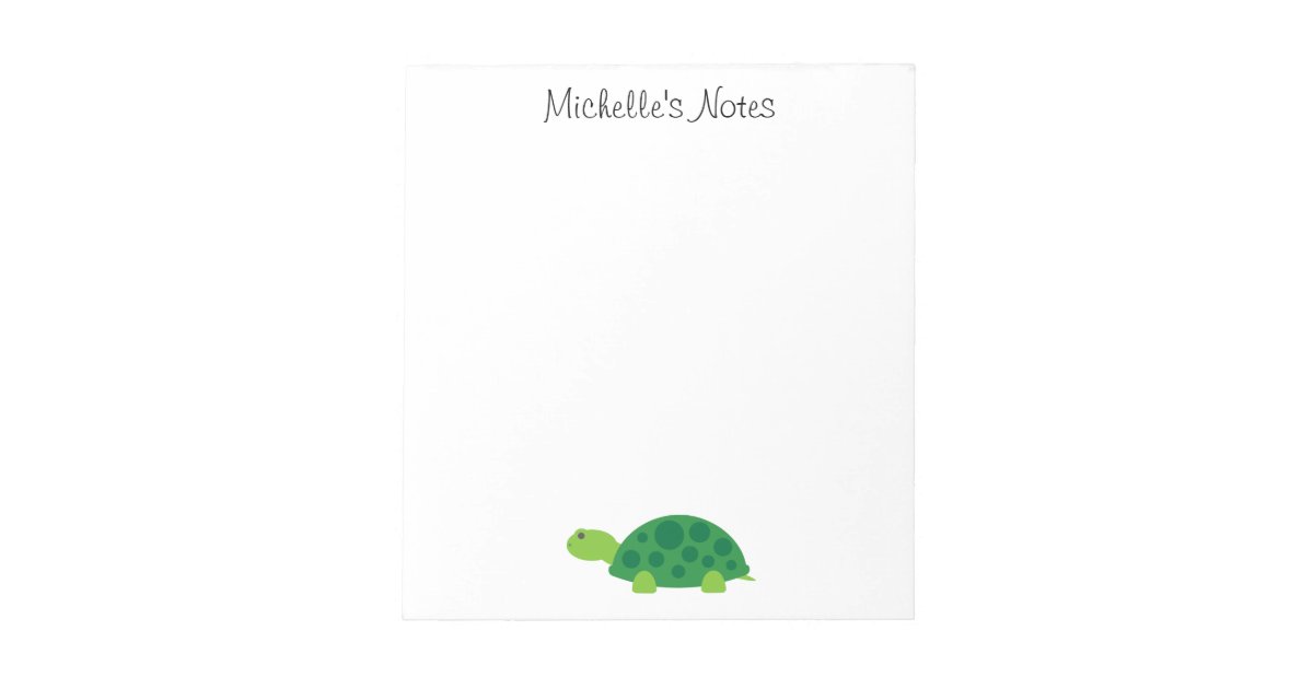 Custom cute green turtle animal design notepad | Zazzle