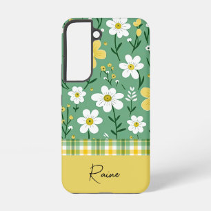Custom Cute Green & Yellow Country Floral Samsung Galaxy S22 Case