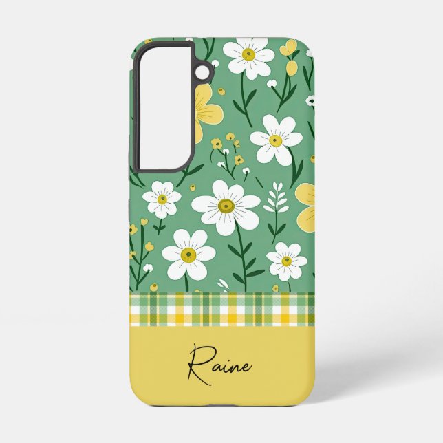 Custom Cute Green & Yellow Country Floral  Samsung Galaxy Case (Back)