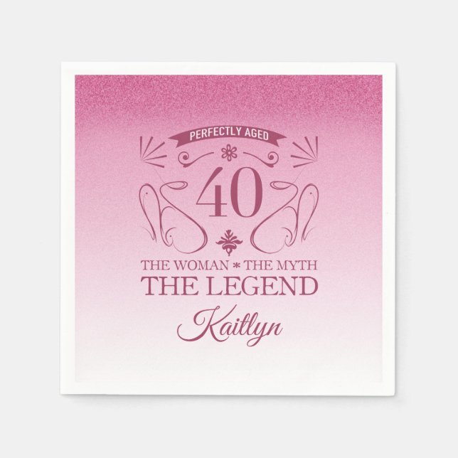 Custom Cute Happy 40th Birthday Napkins (Front)