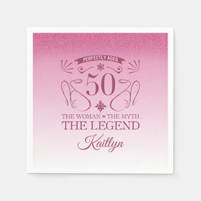 Custom Cute Happy 50th Birthday Napkins (Front)