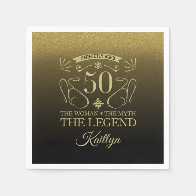 Custom Cute Happy 50th Birthday Napkins (Front)