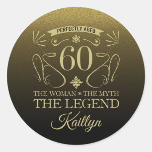 Custom Cute Happy 60th Birthday Classic Round Sticker