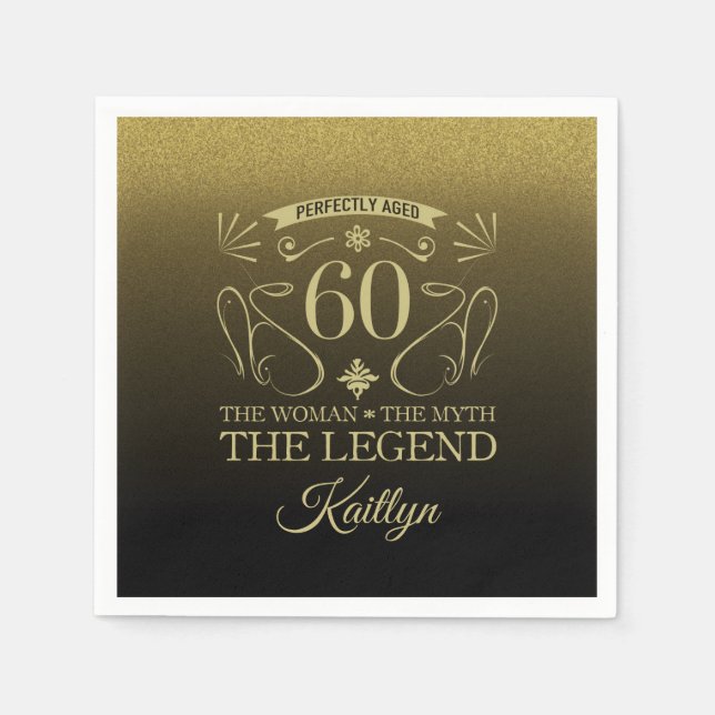 Custom Cute Happy 60th Birthday Napkins (Front)