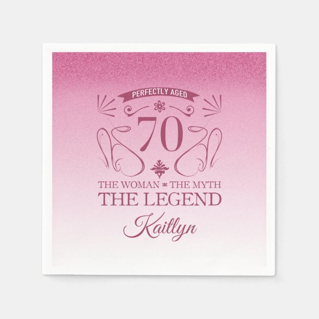Custom Cute Happy 70th Birthday Napkins (Front)