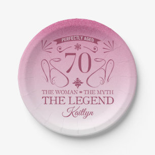 Custom Cute Happy 70th Birthday Paper Plates
