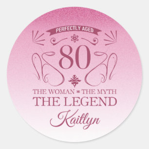 Custom Cute Happy 80th Birthday Classic Round Sticker