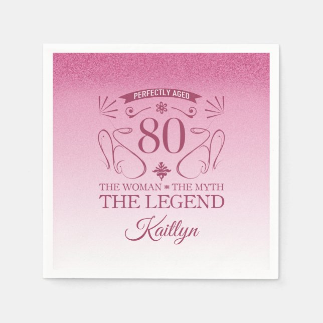 Custom Cute Happy 80th Birthday Napkins (Front)