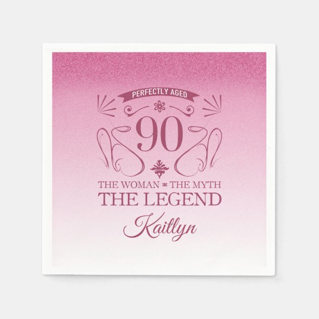Custom Cute Happy 90th Birthday Napkins (Front)