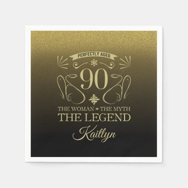 Custom Cute Happy 90th Birthday Napkins (Front)