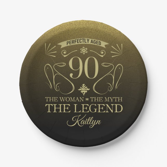 Custom Cute Happy 90th Birthday Paper Plates (Front)
