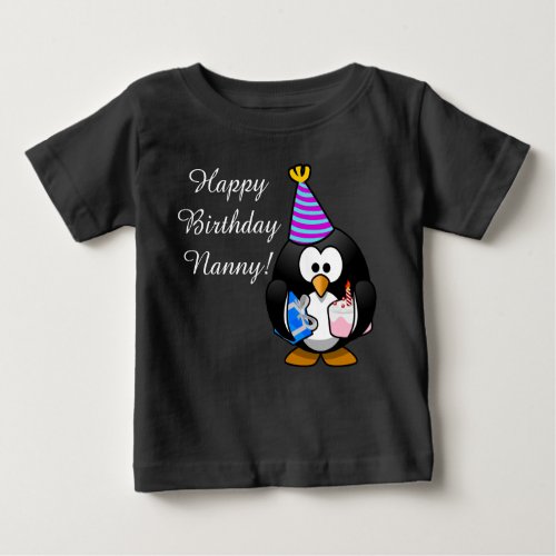 Custom cute Happy Birthday Nanny baby Penguin Baby T_Shirt