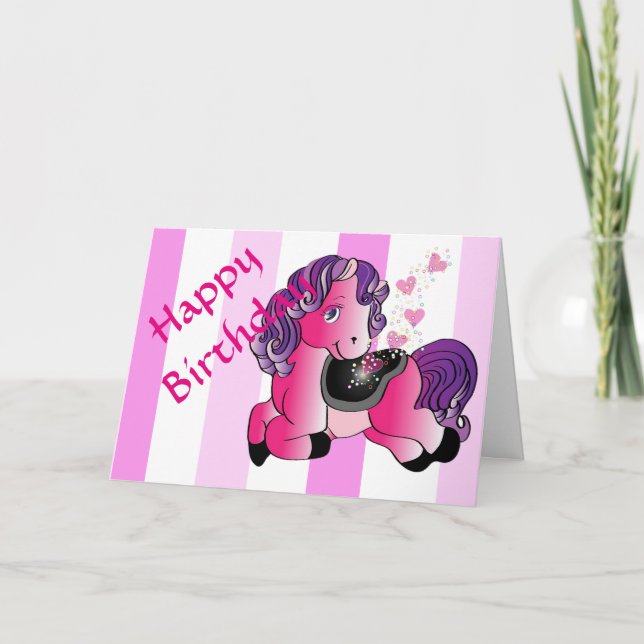 Custom Cute happy little cartoon pony Card (Front)