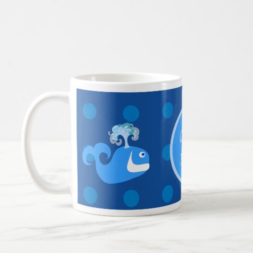 Custom Cute Happy Whale Character Design Coffee Mug