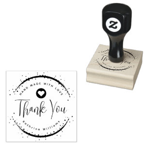 CUSTOM CUTE HEART ELEGANT THANK YOU RUBBER STAMP