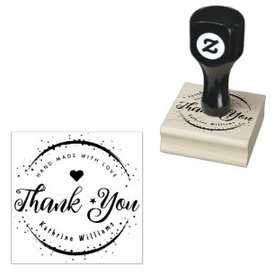 CUSTOM CUTE HEART ELEGANT THANK YOU RUBBER STAMP