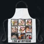 Custom Cute I love my boyfriend 9 Photo collage Apron<br><div class="desc">Custom Cute I love my boyfriend 9 Photo collage. Customize this Valentines day gift for boyfriend/Girlfriend with 9 photos.</div>