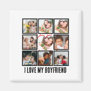 Custom Cute I love my boyfriend 9 Photo collage Magnet