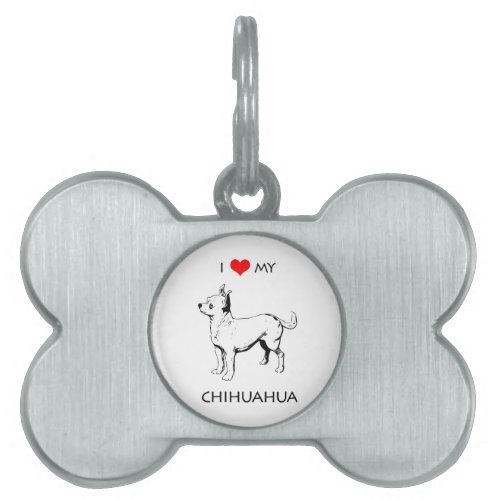 Custom Cute I Love My Chihuahua Pet ID Tag