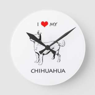 Custom Cute I Love My Chihuahua Round Clock