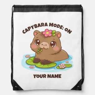 Custom Cute Kawaii Capybara Mode Drawstring bag
