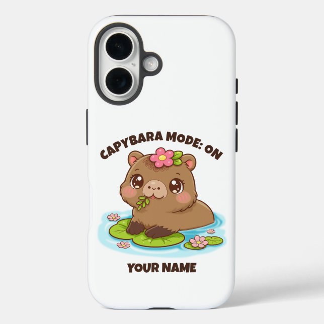 Custom Cute Kawaii Capybara Mode iPhone Case (Back)
