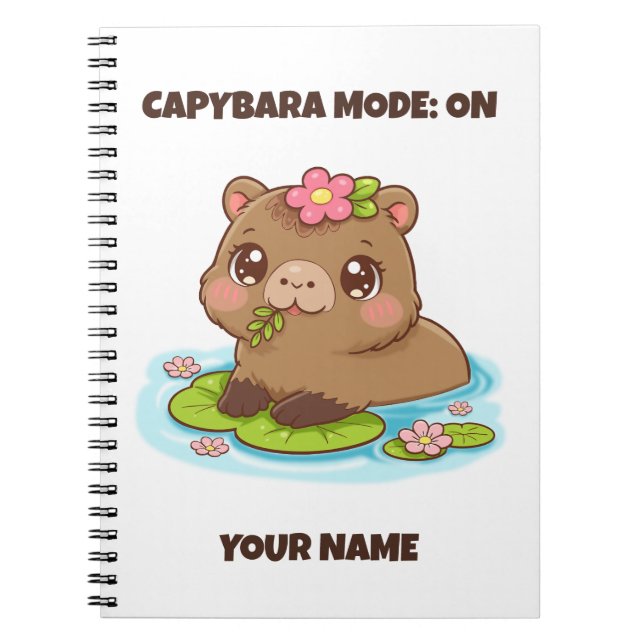 Custom Cute Kawaii Capybara Mode Notebook (Front)