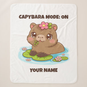 Custom Cute Kawaii Capybara Mode Sherpa Blanket