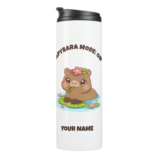 Custom Cute Kawaii Capybara Mode Thermal Tumbler (Rotated Right)